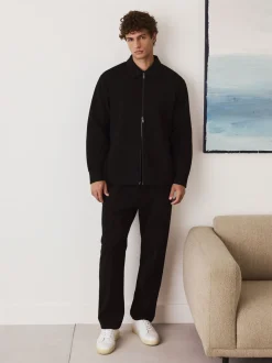 Zwart - N. Premium Soft Touch Scuba Zip Through Shacket