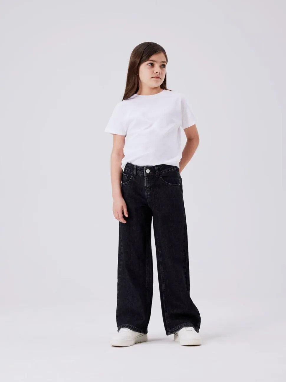 Zwart - Name It jeans met wijde pijpen