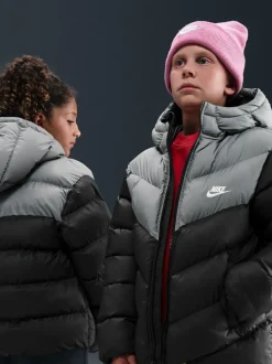 Zwart - Nike - Gewatteerd jack met kleurvlakken