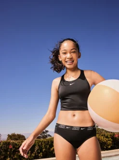 Zwart - Nike bikiniset met gekruiste bandjes en logobies