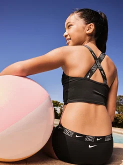 Zwart - Nike bikiniset met gekruiste bandjes en logobies