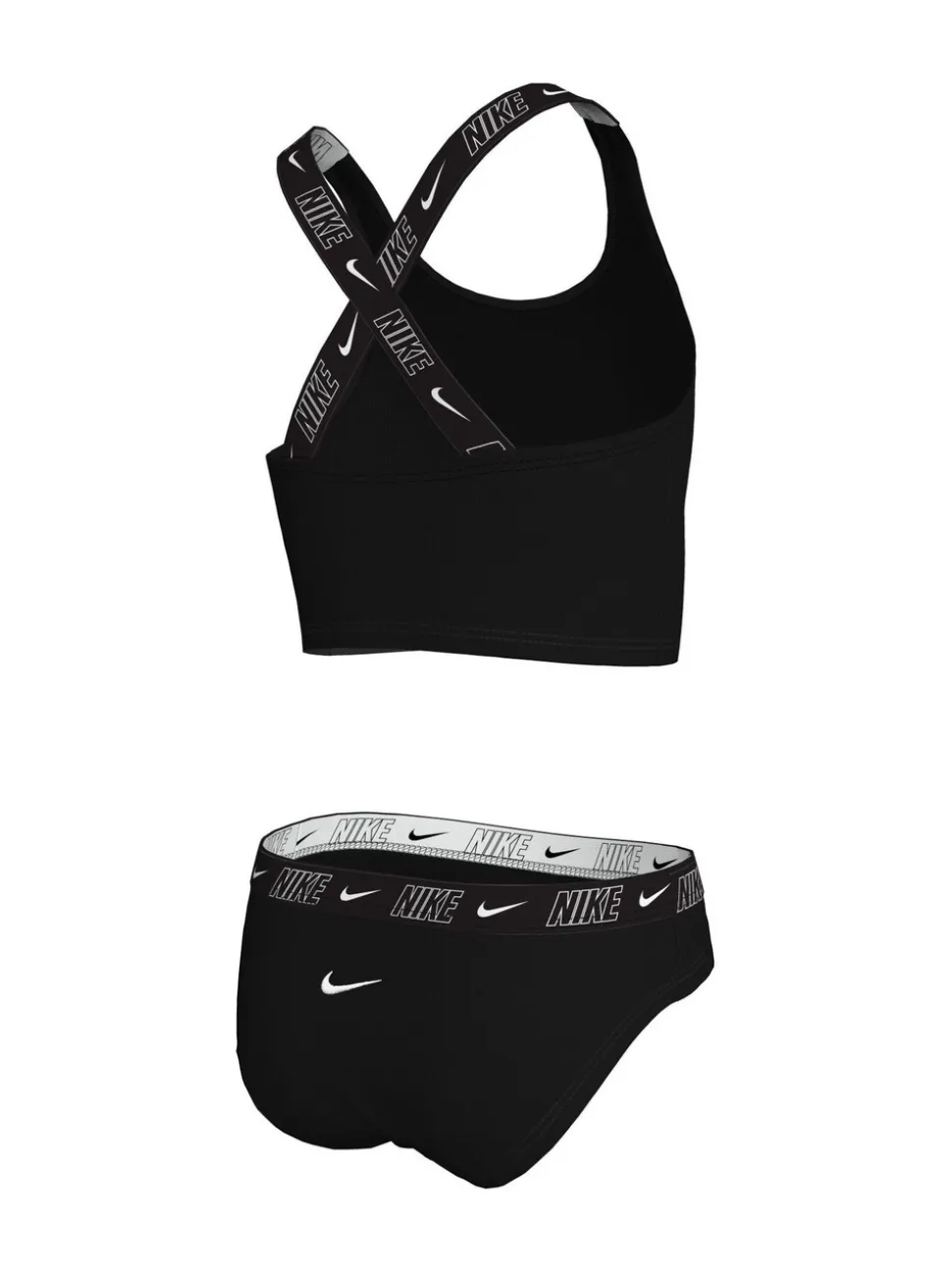 Zwart - Nike bikiniset met gekruiste bandjes en logobies