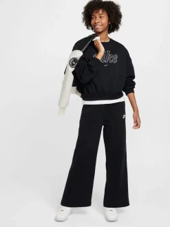 Zwart - Nike Club Fleece joggingbroek met wijde pijpen