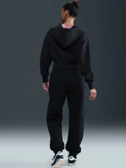 Zwart - Nike oversized Phoenix fleece joggingbroek met hoge taille en grafisch logo