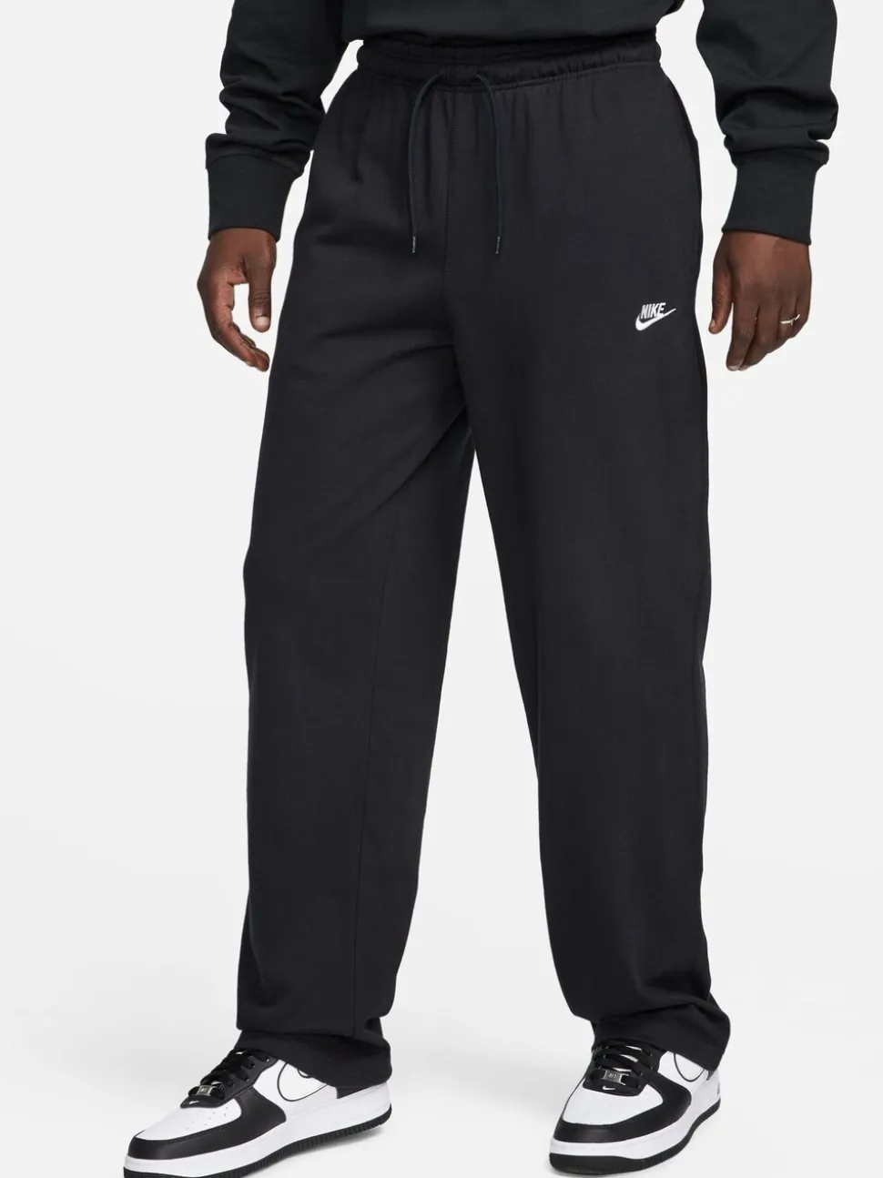 Zwart - Nike Sportkleding Club gebreide joggingbroek met open zoom van 100% katoen