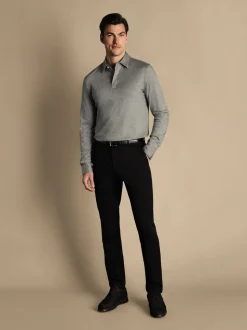 Zwart - Normale Pasvorm - Charles Tyrwhitt - Ultieme strijkvrije Franse slim-fit chino
