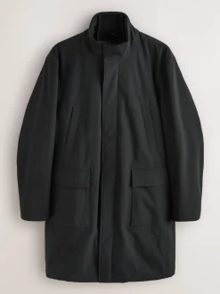 Zwart - Normale Pasvorm - Drytech waterdichte gewatteerde jas met opstaande kraag