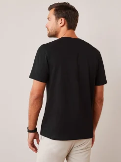 Zwart - Normale Pasvorm - Essentieel katoenen T-shirt met ronde hals