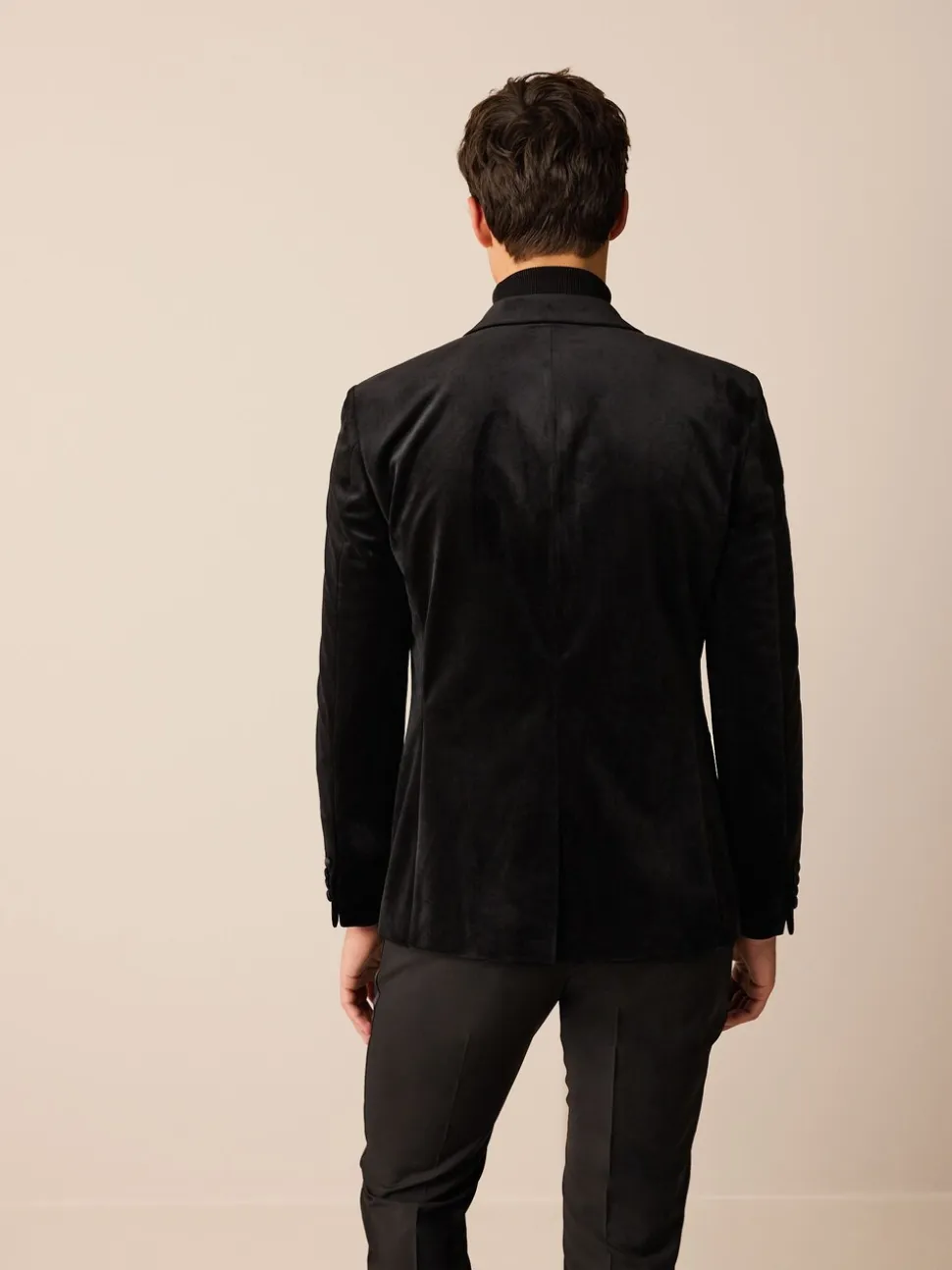 Zwart - Normale Pasvorm - Fluwelen blazer