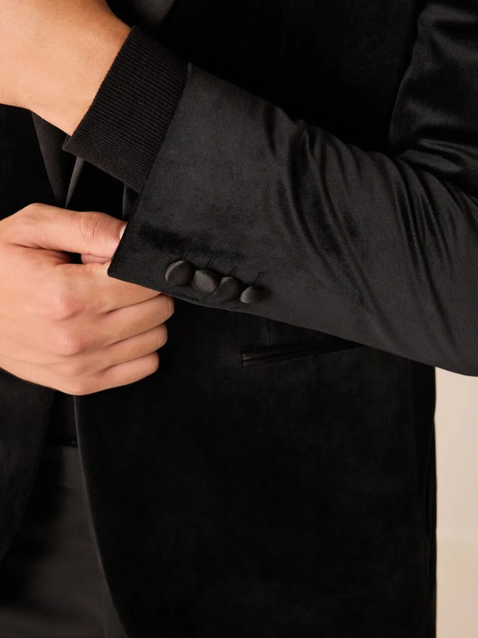 Zwart - Normale Pasvorm - Fluwelen blazer