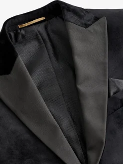 Zwart - Normale Pasvorm - Fluwelen blazer