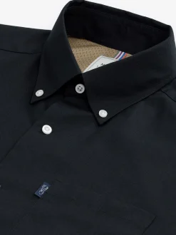 Zwart - Normale Pasvorm - Gemakkelijk te strijken Oxford overhemd met doorlopende knopen