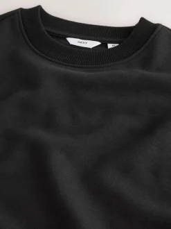 Zwart - Normale Pasvorm - Heavyweight Cotton Rich Crew Neck Sweatshirt