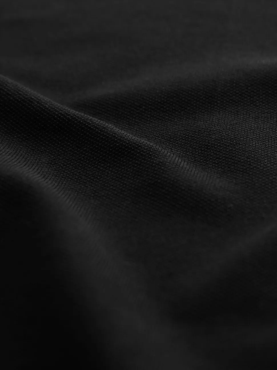 Zwart - Normale Pasvorm - Piqué polo met lange mouwen