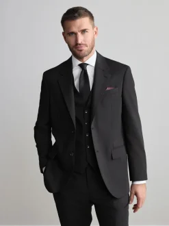 Zwart - Normale Pasvorm - Signature Nova Fides 100% Italian Wool Suit Jacket