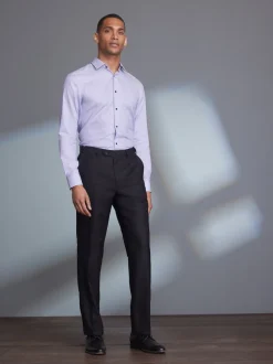 Zwart - Normale Pasvorm - Signature - 100% Wollen broek met Motion Flex-tailleband