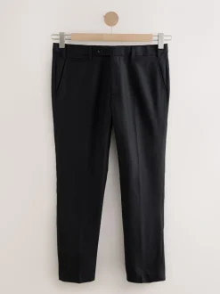 Zwart - Normale Pasvorm - Signature - 100% Wollen broek met Motion Flex-tailleband