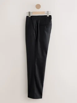 Zwart - Normale Pasvorm - Signature - 100% Wollen broek met Motion Flex-tailleband