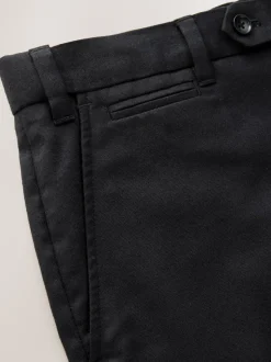 Zwart - Normale Pasvorm - Signature - 100% Wollen broek met Motion Flex-tailleband