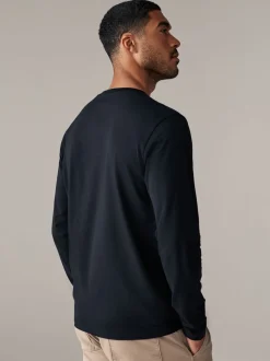 Zwart - Normale Pasvorm - T-shirt met lange mouwen en ronde hals