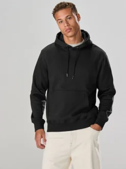 Zwart - Normale Pasvorm - Zwaargewicht Cotton Rich Jersey Hoodie
