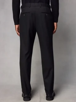 Zwart - Normale pasvorm chique broek met wol