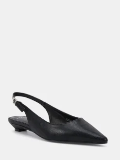 Zwart - Novo Clover Point Toe Low Heel Slingback Shoes