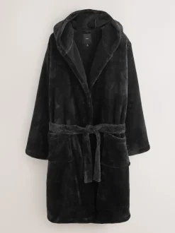 Zwart - Ochtendjas van fleece