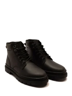 Zwart - Off The Hook Jones Leren Vetersluiting Casual Enkelboots