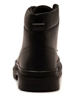 Zwart - Off The Hook Jones Leren Vetersluiting Casual Enkelboots