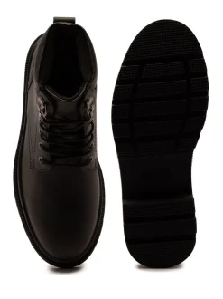 Zwart - Off The Hook Jones Leren Vetersluiting Casual Enkelboots