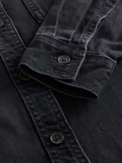 Zwart - Oversized denim overhemd