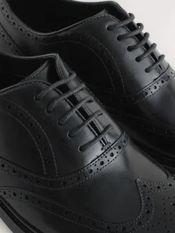 Zwart - Oxford Wingcap Leather Shoes