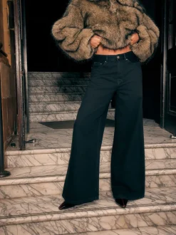 Zwart - Palazzo-jeans met hoge taille en wijde pijpen