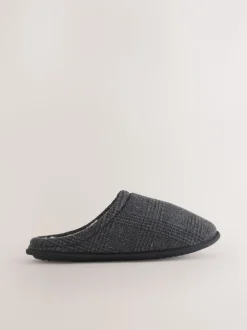 Zwart - Pantoffelmuiltjes met ruitjes