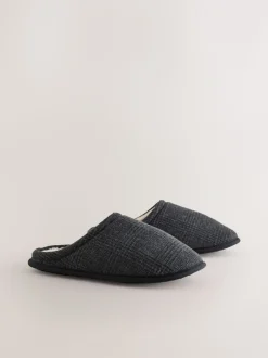 Zwart - Pantoffelmuiltjes met ruitjes