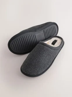 Zwart - Pantoffelmuiltjes met ruitjes