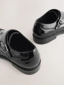 Zwart - Patent Toecap Double Monk Shoes