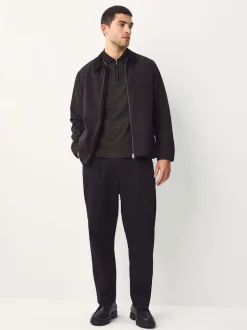 Zwart - Pattern Quarter Zip Polo Shirt