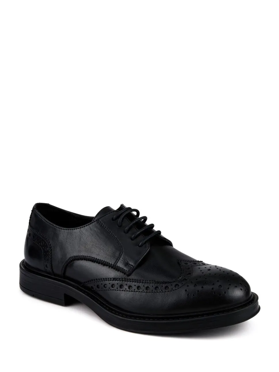 Zwart - Pavers Wide Fit Leather Brogue Derby Shoes