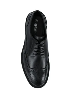 Zwart - Pavers Wide Fit Leather Brogue Derby Shoes