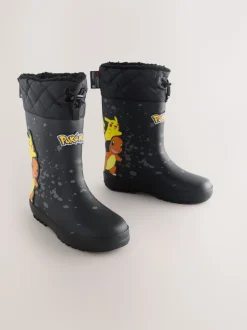 Zwart - Pokemon warme gevoerde Laarzen met kraag