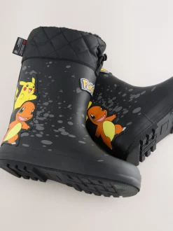 Zwart - Pokemon warme gevoerde Laarzen met kraag