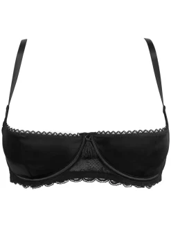 Zwart - Pour Moi - For Your Eyes Only beha met beugel en kwartcups