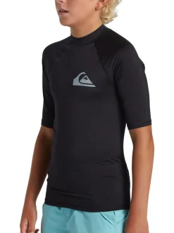 Zwart - Quiksilver Youth UPF50 uv-werend hemdje met korte mouwen