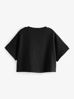Zwart - Rechthoekig T-shirt (3-16 jr)