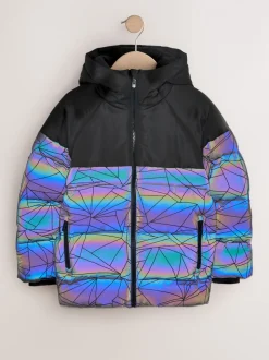 Zwart - Reflecterende, regenbestendige microfleece gevoerde jas (3-16jr)