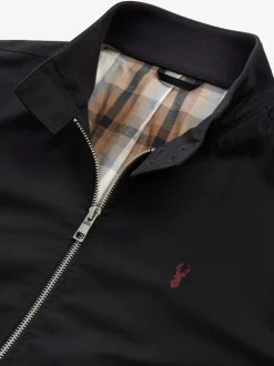 Zwart - Regenbestendig Harrington jack met geruite voering