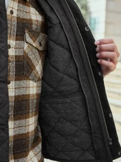 Zwart - Regenbestendige corduroy colbert met schuine doorgestikte ruit