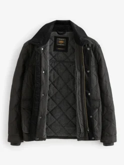 Zwart - Regenbestendige corduroy colbert met schuine doorgestikte ruit